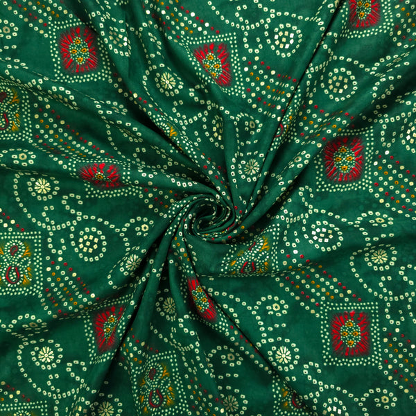 Artisan Bandhani-Inspired Foil Printed Rayon Fabric