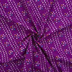 Traditional Bandhani Motif Printed Poplin Fabric - Purple