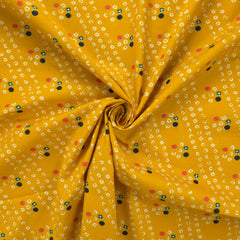 Artisan Bandhani Printed Poplin Fabric - Yellow