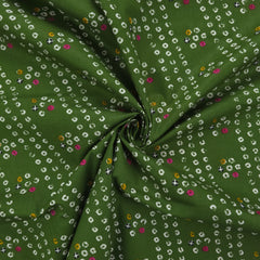 Contemporary Bandhani Printed Poplin Fabric - Military Green