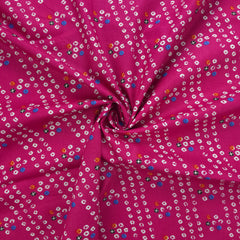 Elegant Bandhani Pattern Printed Poplin Fabric - Pink