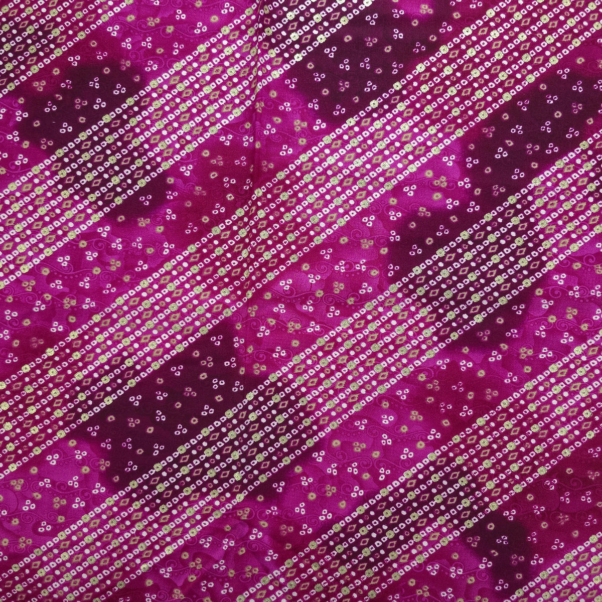 Bandhani Tie-Dye Inspired Foil Printed Rayon Fabric