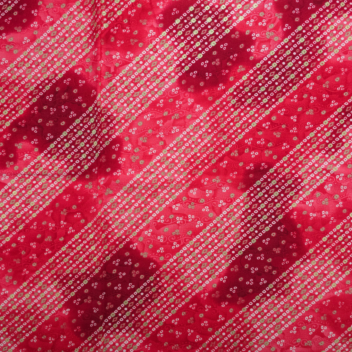 Bandhani Tie-Dye Inspired Foil Printed Rayon Fabric