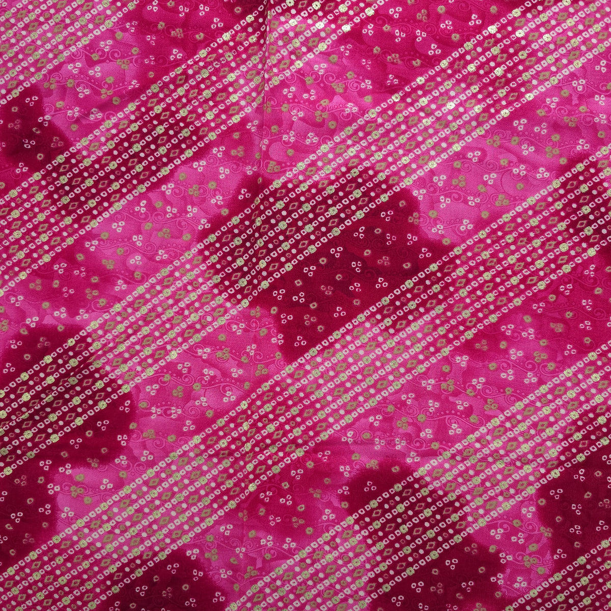Bandhani Tie-Dye Inspired Foil Printed Rayon Fabric
