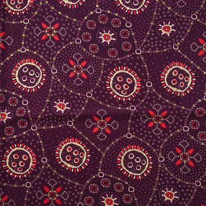 Sunburst Bandhani-Inspired Foil Printed Rayon Fabric - Purple