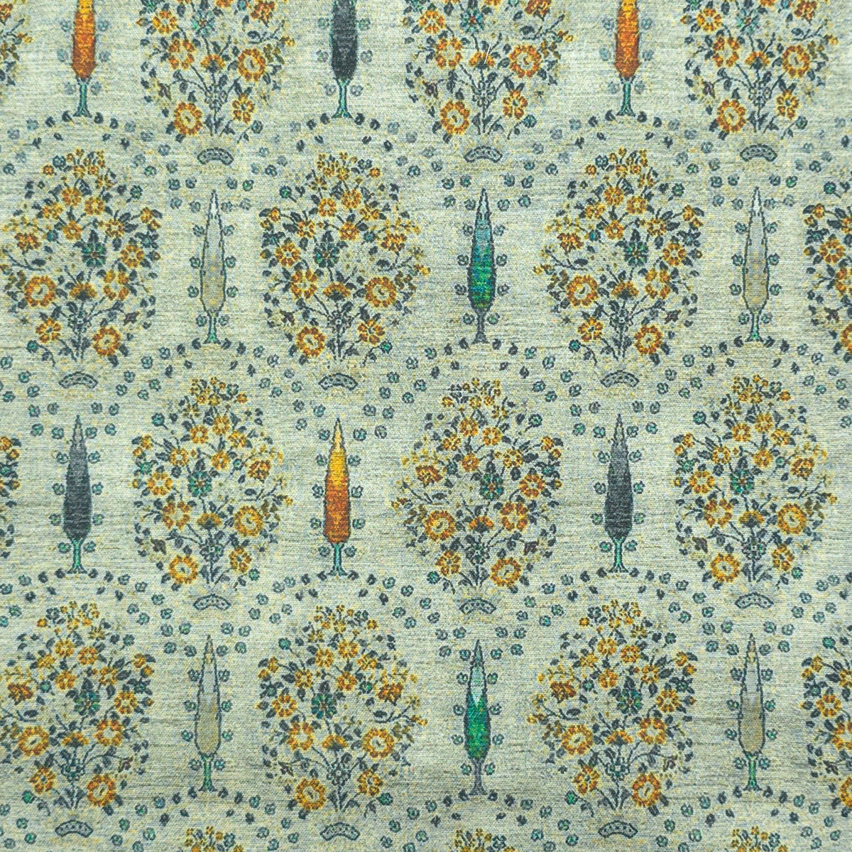 Vintage Floral Trellis Printed Magic Slub Fabric
