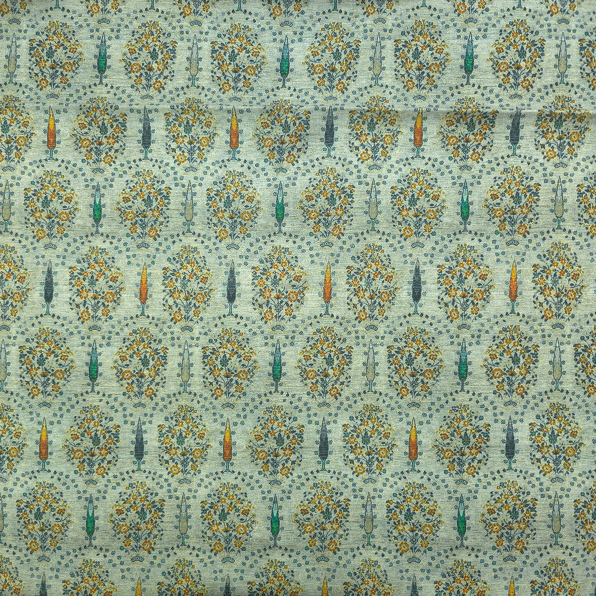 Vintage Floral Trellis Printed Magic Slub Fabric