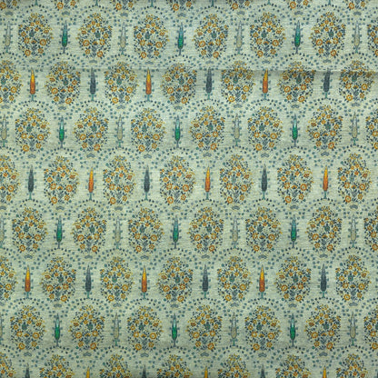 Vintage Floral Trellis Printed Magic Slub Fabric