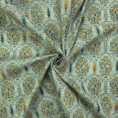 Vintage Floral Trellis Printed Magic Slub Fabric
