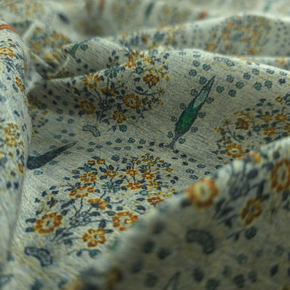 Vintage Floral Trellis Printed Magic Slub Fabric