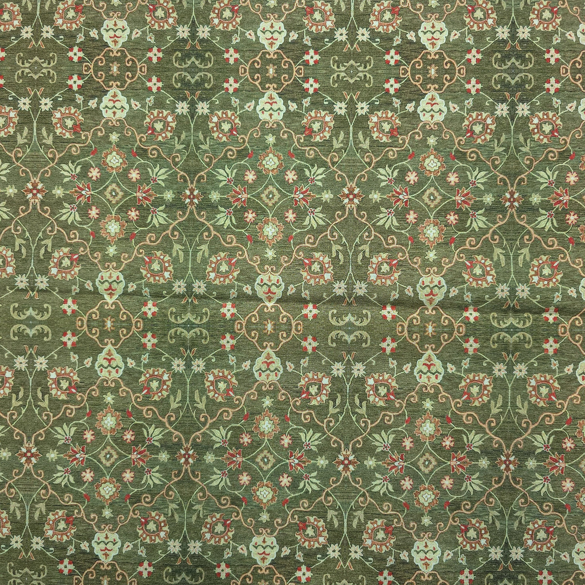 Ornate Persian Floral Lattice Printed Magic Slub Fabric
