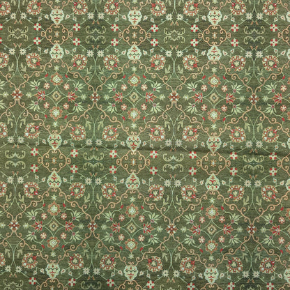 Ornate Persian Floral Lattice Printed Magic Slub Fabric