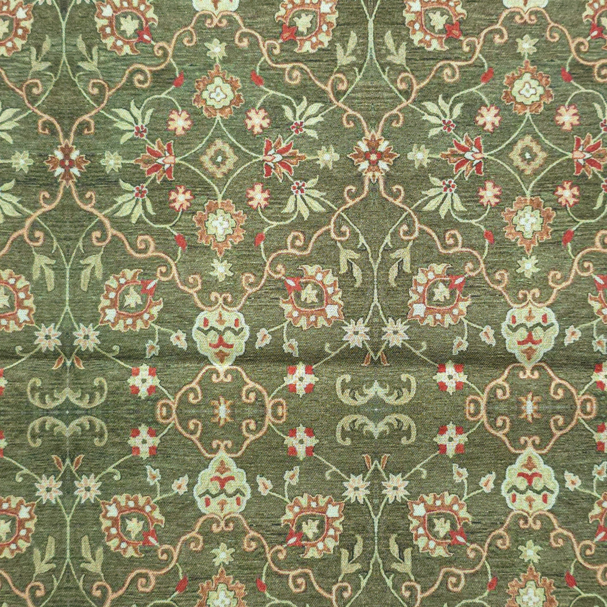 Ornate Persian Floral Lattice Printed Magic Slub Fabric
