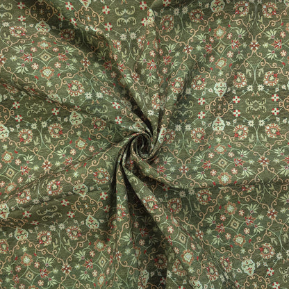 Ornate Persian Floral Lattice Printed Magic Slub Fabric