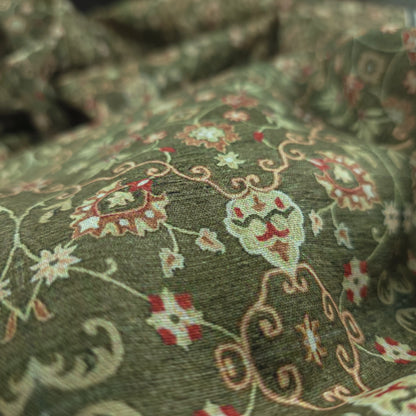 Ornate Persian Floral Lattice Printed Magic Slub Fabric