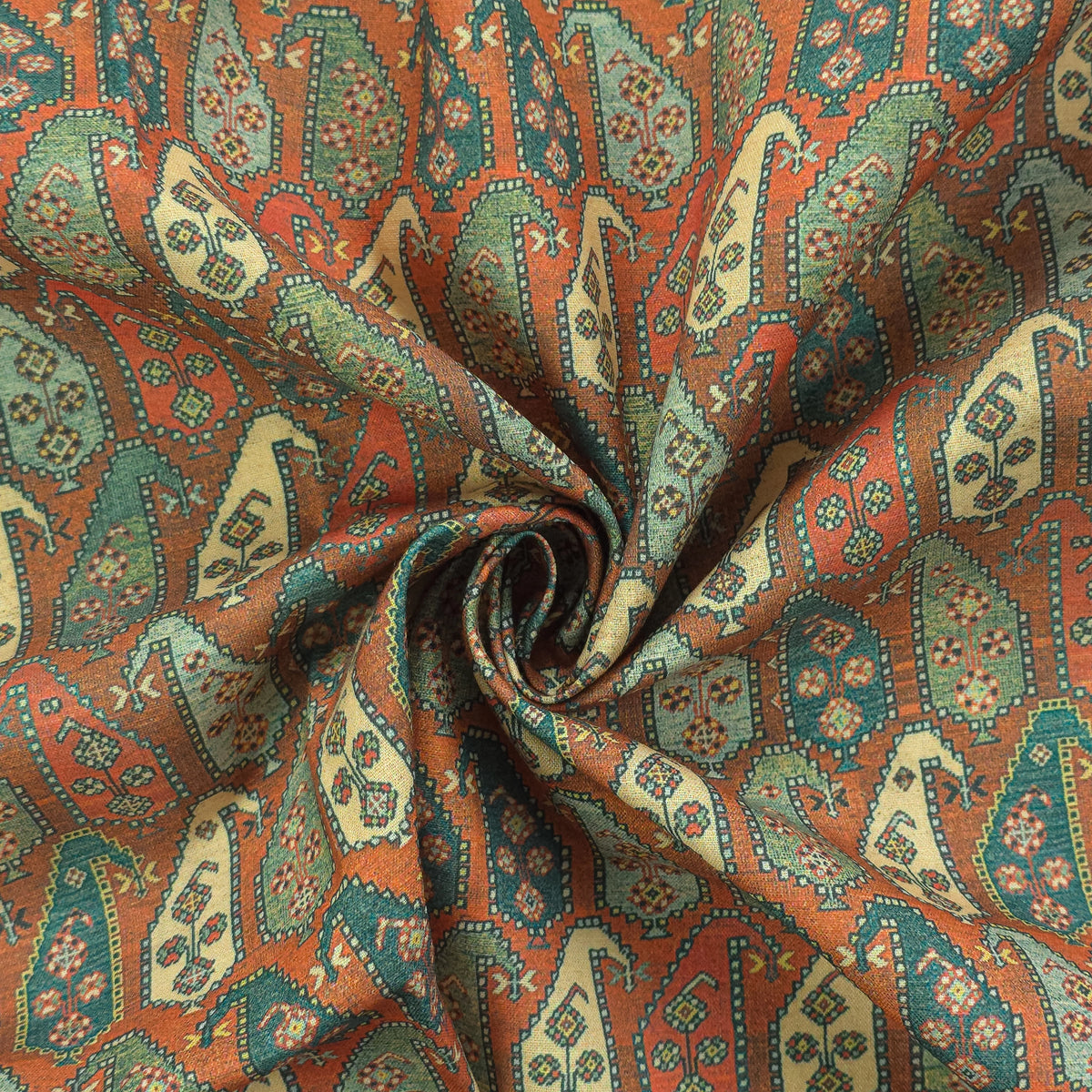 Heritage Paisley Printed Magic Slub Fabric