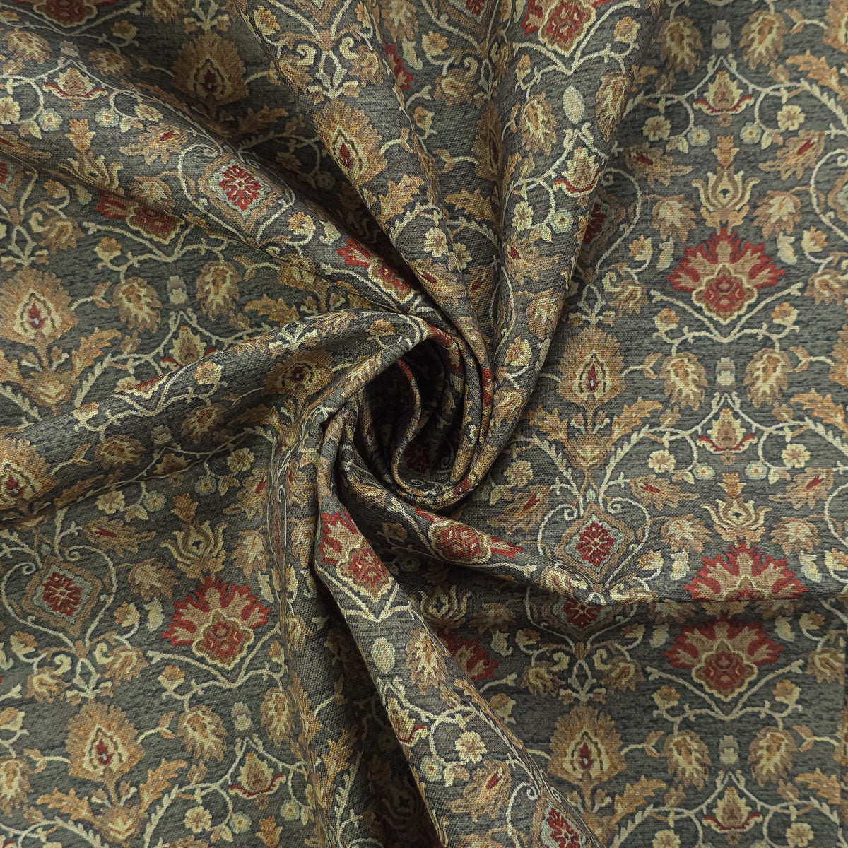 Heritage Floral Medallion Printed Magic Slub Fabric