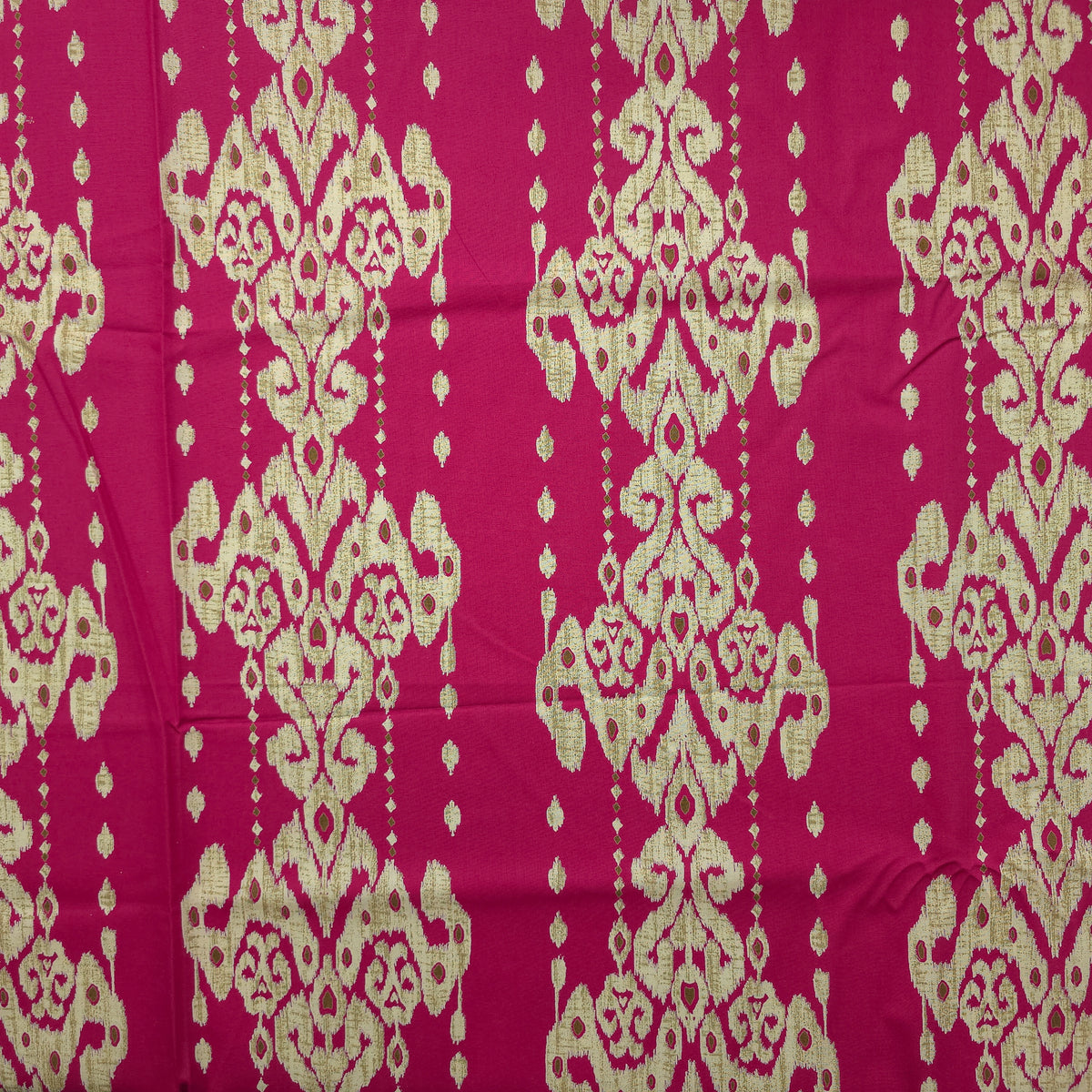 Ornate Geometric Damask Dhabu Cotton Fabric - Pink
