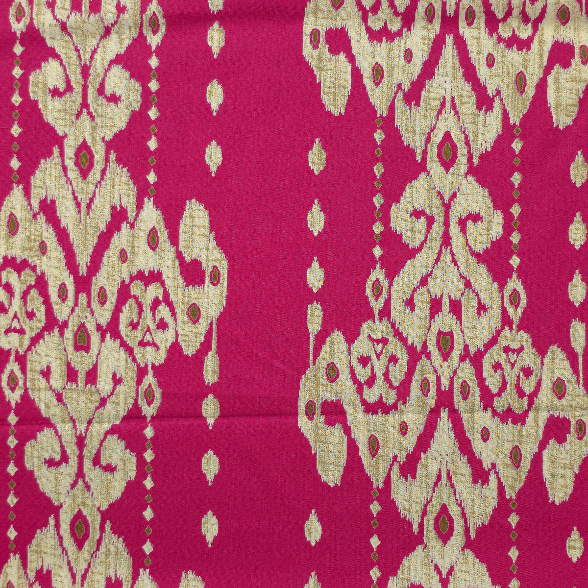 Ornate Geometric Damask Dhabu Cotton Fabric - Pink