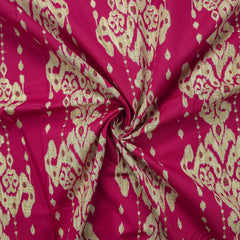 Ornate Geometric Damask Dhabu Cotton Fabric - Pink