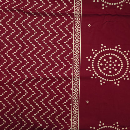 Geometric Medallion Dhabu Cotton Printed Fabric - Maroon