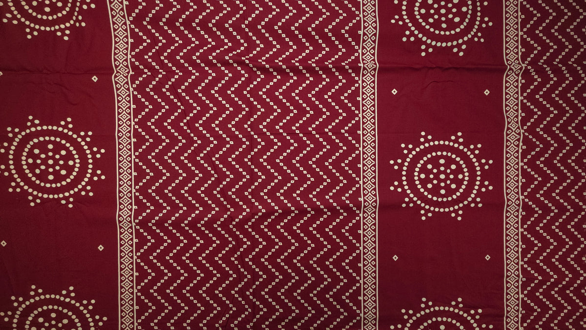 Geometric Medallion Dhabu Cotton Printed Fabric - Maroon