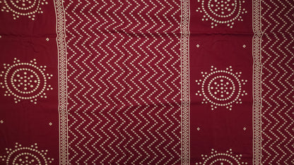 Geometric Medallion Dhabu Cotton Printed Fabric - Maroon