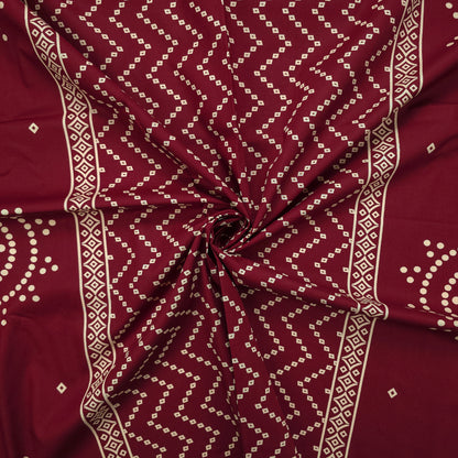 Geometric Medallion Dhabu Cotton Printed Fabric - Maroon