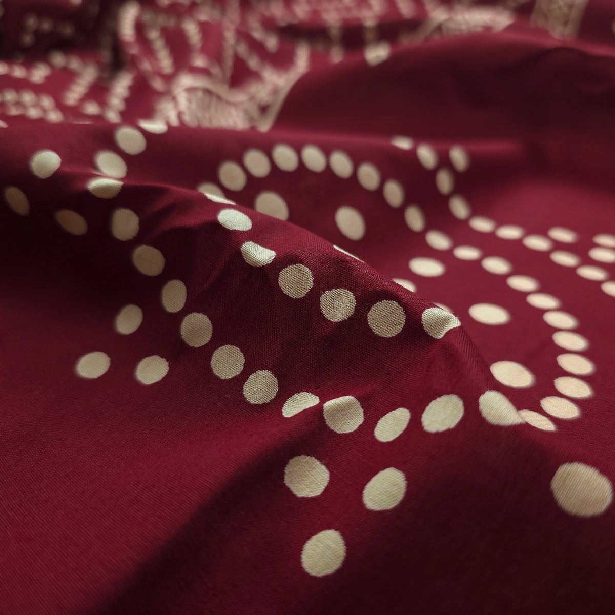 Geometric Medallion Dhabu Cotton Printed Fabric - Maroon