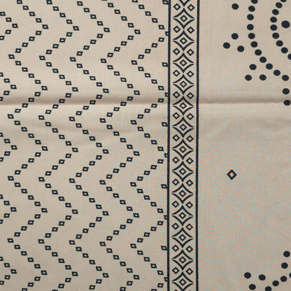 Geometric Medallion Dhabu Cotton Printed Fabric - Cream