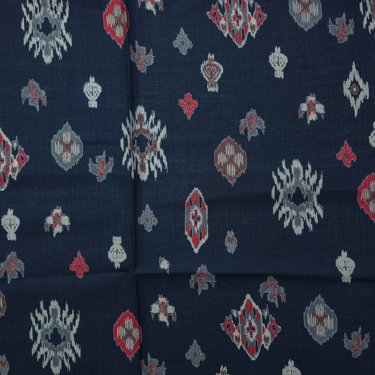 Heritage Ikat-Inspired Vatican Viscose Fabric - Navy Blue