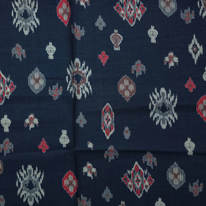 Heritage Ikat-Inspired Vatican Viscose Fabric - Navy Blue