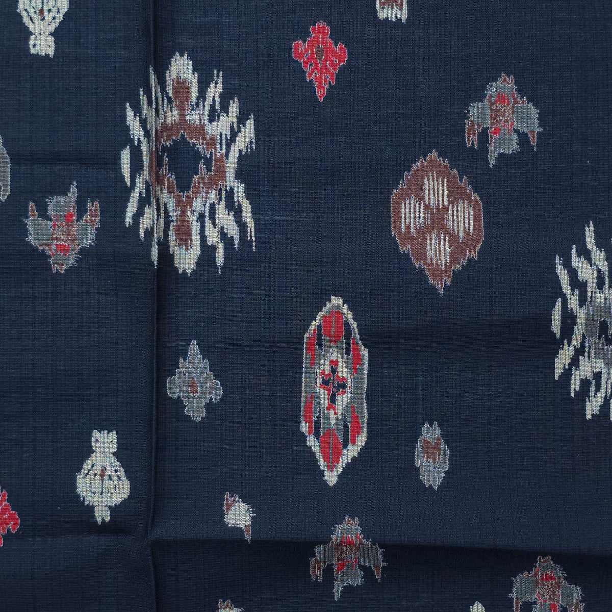 Heritage Ikat-Inspired Vatican Viscose Fabric - Navy Blue