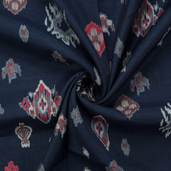 Heritage Ikat-Inspired Vatican Viscose Fabric - Navy Blue