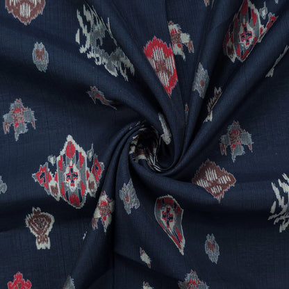 Heritage Ikat-Inspired Vatican Viscose Fabric - Navy Blue