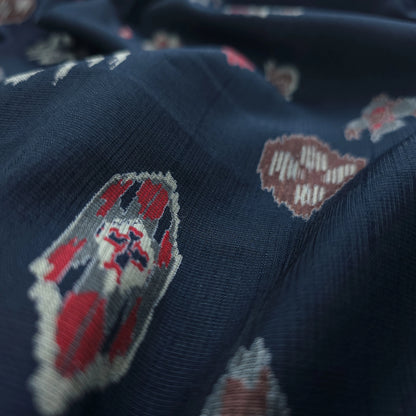 Heritage Ikat-Inspired Vatican Viscose Fabric - Navy Blue