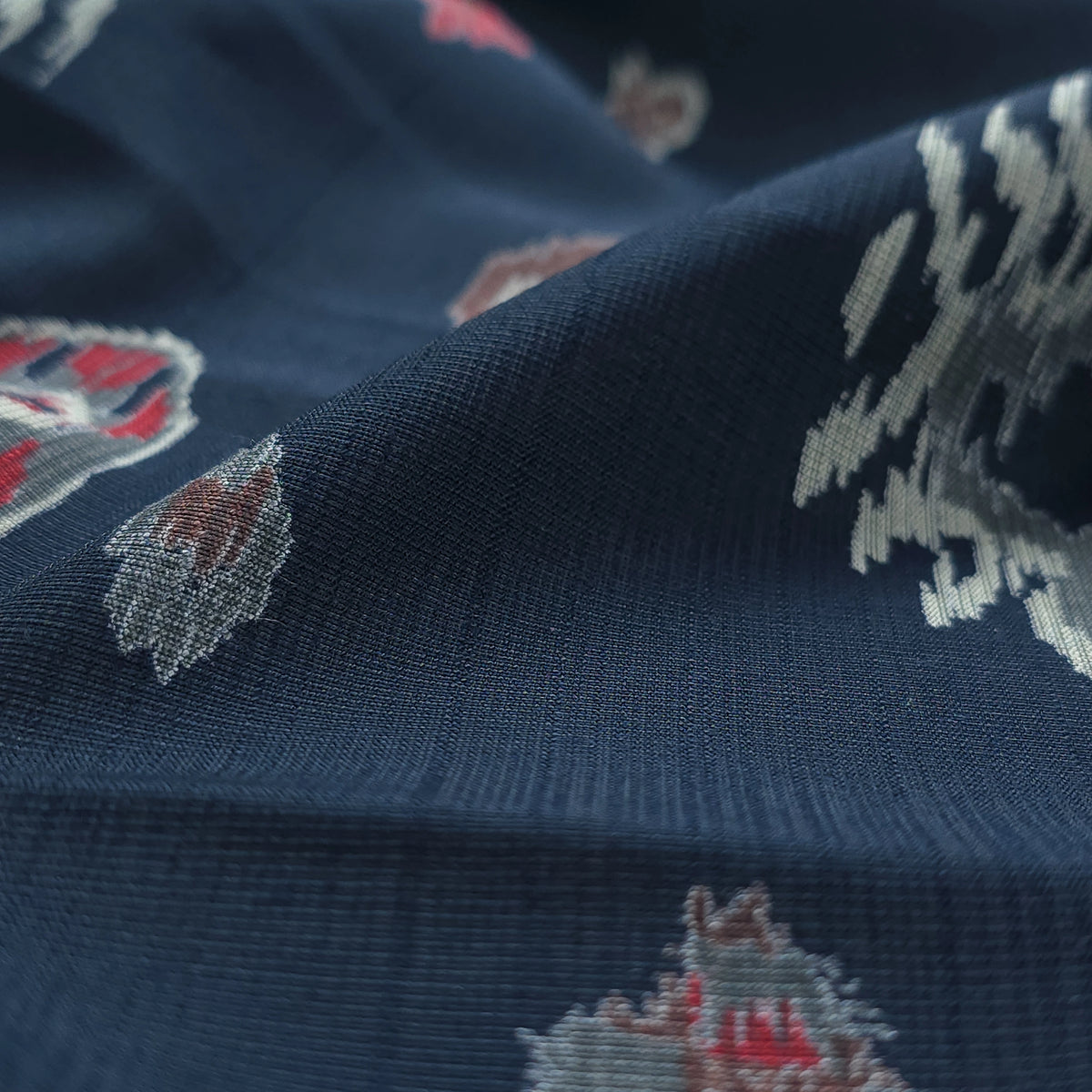 Heritage Ikat-Inspired Vatican Viscose Fabric - Navy Blue