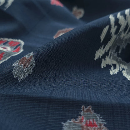Heritage Ikat-Inspired Vatican Viscose Fabric - Navy Blue