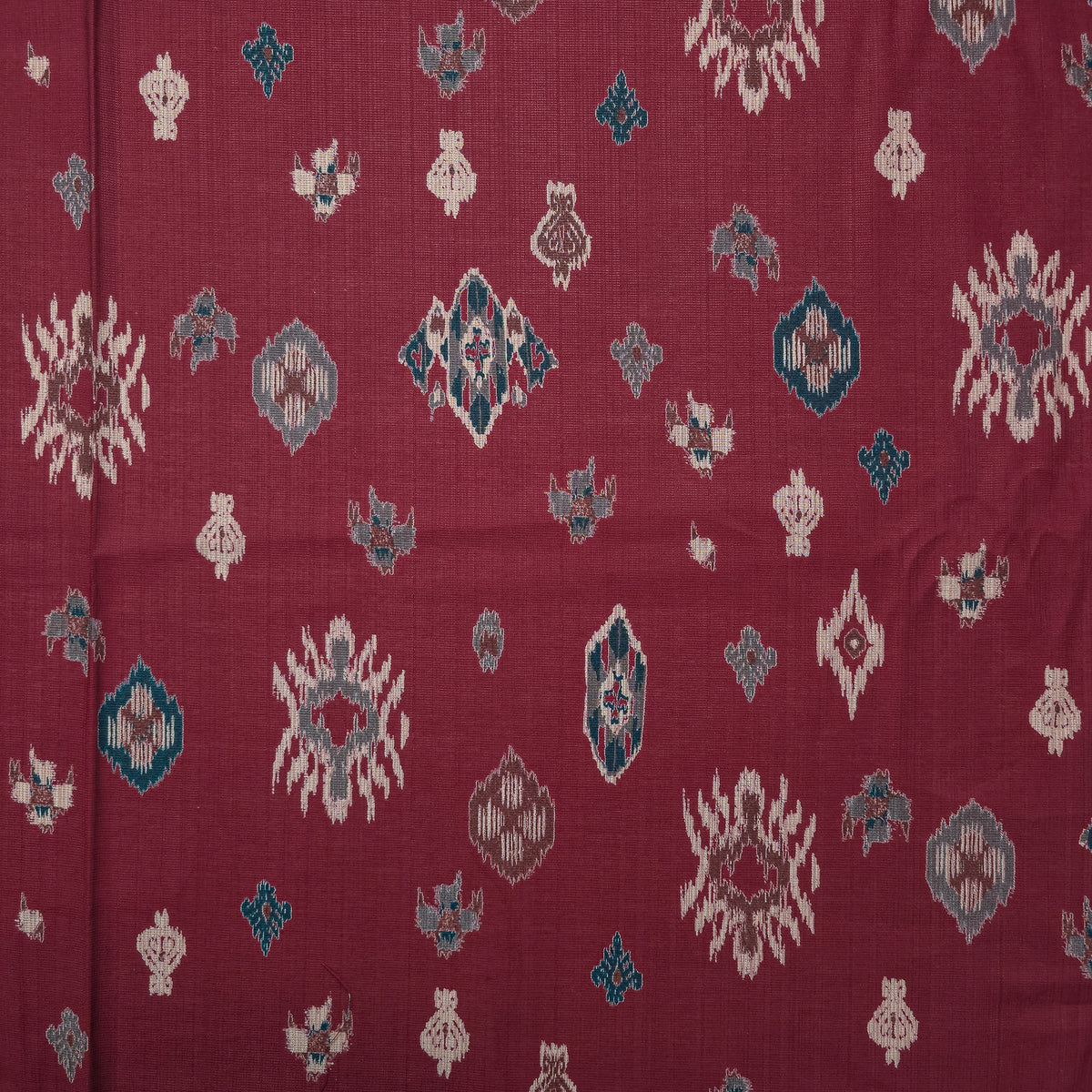 Heritage Ikat-Inspired Vatican Viscose Fabric - Maroon