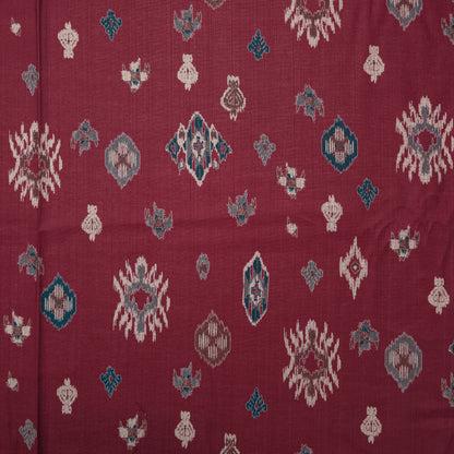 Heritage Ikat-Inspired Vatican Viscose Fabric - Maroon