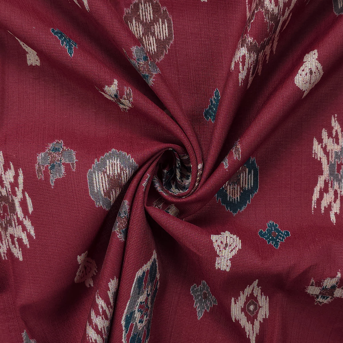 Heritage Ikat-Inspired Vatican Viscose Fabric - Maroon