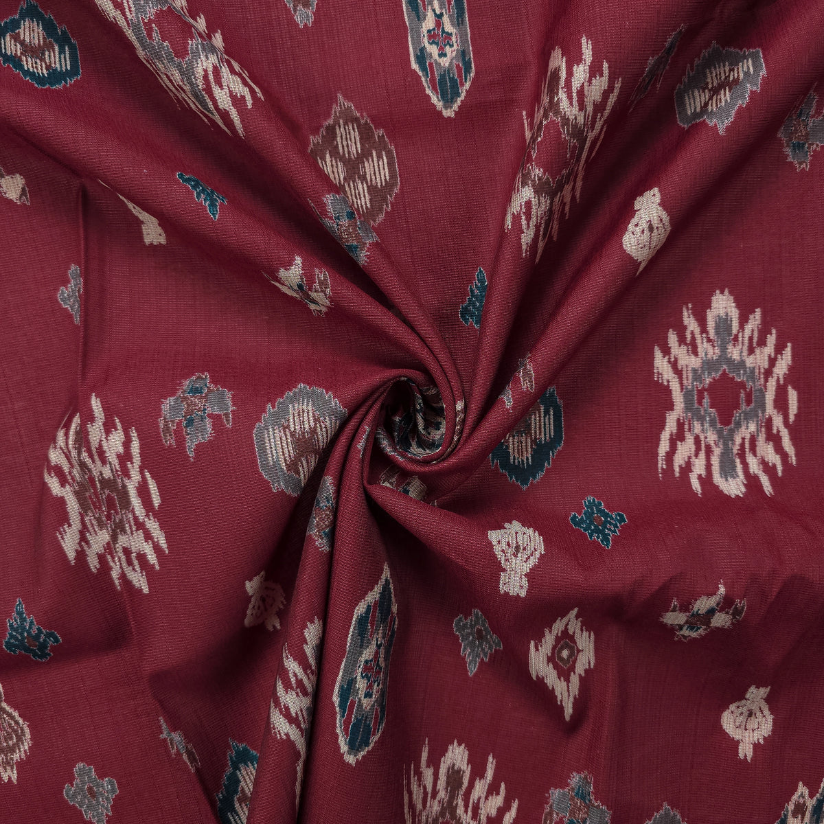 Heritage Ikat-Inspired Vatican Viscose Fabric - Maroon