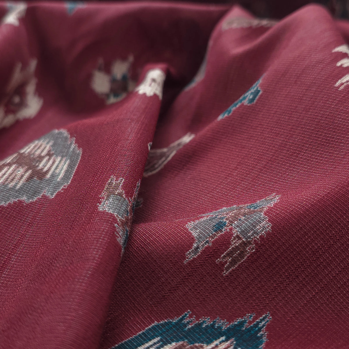 Heritage Ikat-Inspired Vatican Viscose Fabric - Maroon
