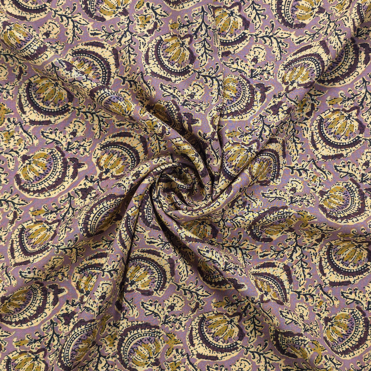 Heritage Paisley Vine Printed Rayon Fabric - Dusty Mauve