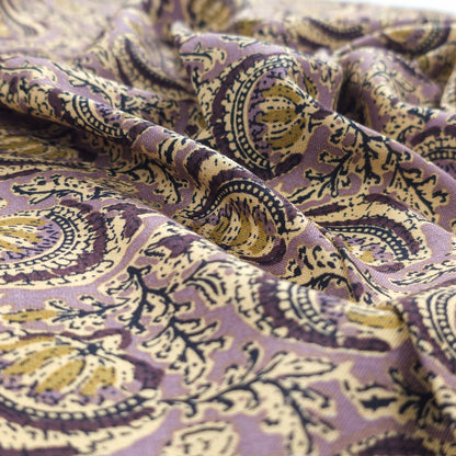 Heritage Paisley Vine Printed Rayon Fabric - Dusty Mauve