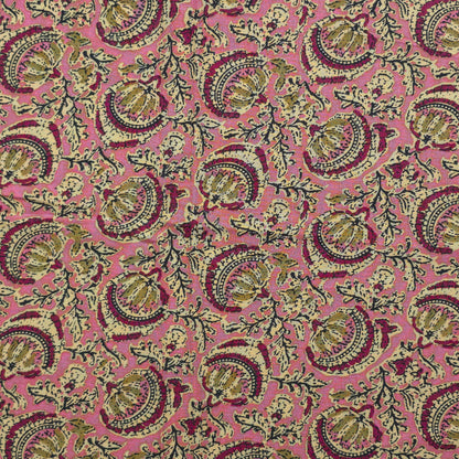 Heritage Paisley Vine Printed Rayon Fabric - Pink