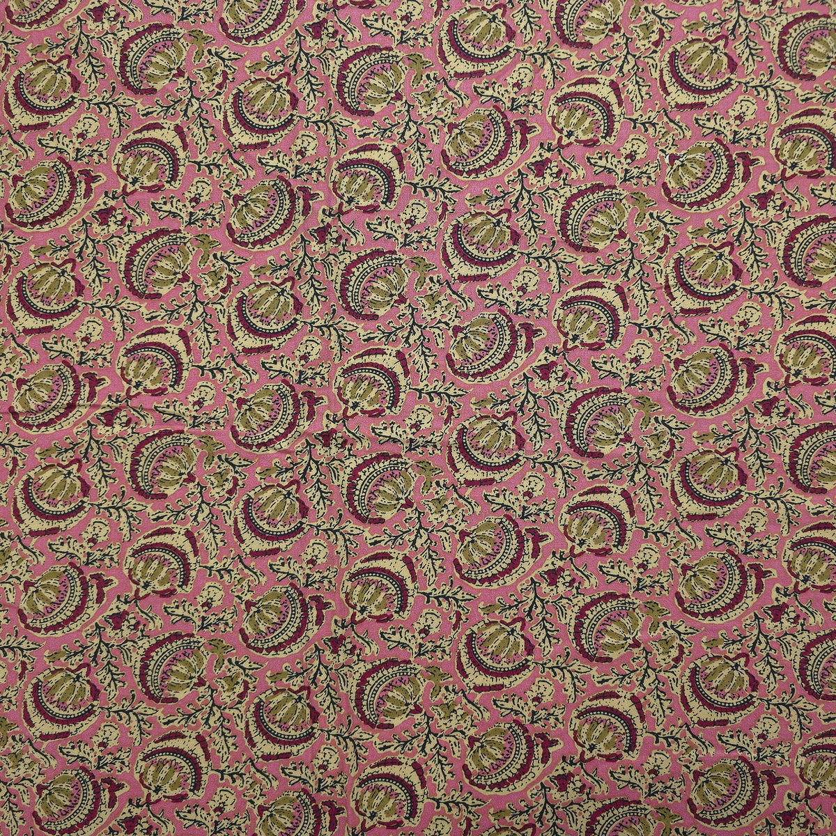 Heritage Paisley Vine Printed Rayon Fabric - Pink