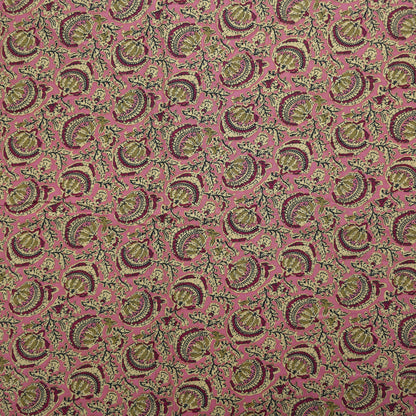 Heritage Paisley Vine Printed Rayon Fabric - Pink