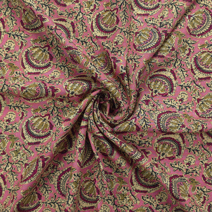 Heritage Paisley Vine Printed Rayon Fabric - Pink