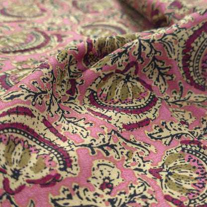 Heritage Paisley Vine Printed Rayon Fabric - Pink
